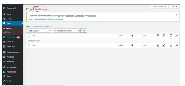 how to Creating wordpress Pages