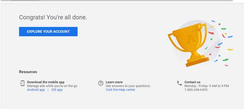 congrats Explore google ads account